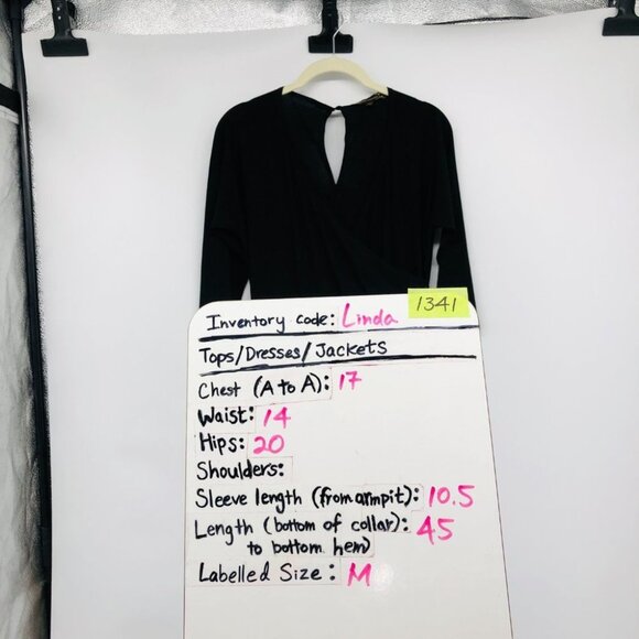 Mesmerize Black Surplice Neckline Half Sleeve Lisa Midi Dress size M - Picture 15 of 16